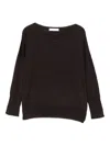 Incotex Boat-neck Three-quarter Sleeve Sweater In Brown