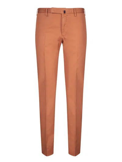 INCOTEX INCOTEX BROWN COTTON BLEND SLIM FIT TROUSERS