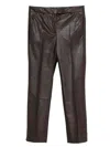 Incotex Slim Fit Stretch Faux Leather Trousers In Brown