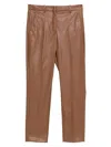 Incotex Brown Leather Pants In Brown