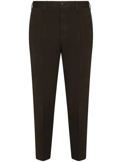 Incotex Brown Slim Fit Cropped Pants In Black
