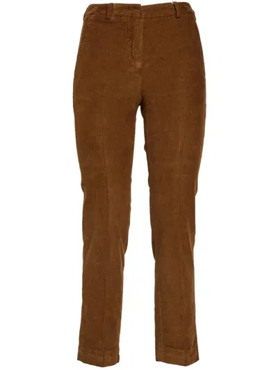 Incotex Brown Tailored Straight-leg Textured Pants