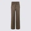 Incotex High Waist Wide Leg Checked Trousers Bow Detail In Brown