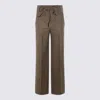 Incotex High Waist Wide Leg Checked Trousers Bow Detail In Brown