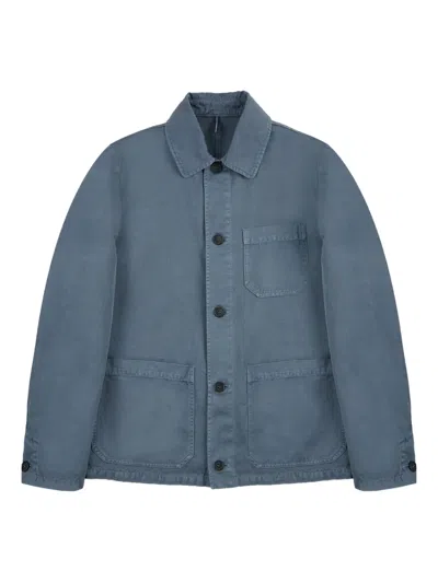 Incotex Button Linen Shirt Jacket In Blue