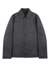 Incotex Button Wool Overshirt In Gray