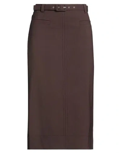 Incotex By Slowear Woman Midi Skirt Dark Brown Size 8 Virgin Wool, Elastane