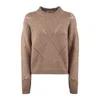 Incotex Camel Crewneck Perforated Sweater In Brown