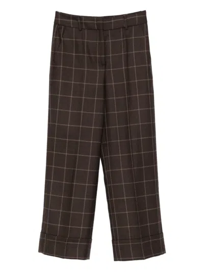 Incotex Check-print Trousers In Brown