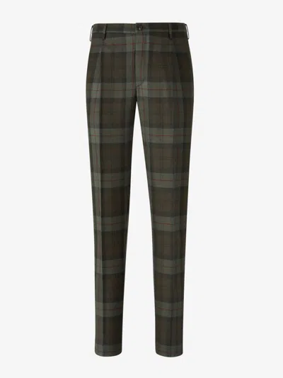 INCOTEX INCOTEX CHECKERED PATTERN TROUSERS