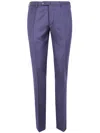 Incotex Flat-front Cotton Trousers In Blue