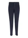 Incotex Navy Chinos With Pleated Front And Classic Straight Leg In Blue