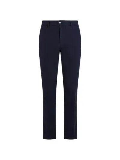 Incotex Straight-leg Twill Pants With Button And Zip Fastening In Blue