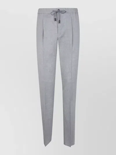 Incotex Chino Trousers Elastic Drawstring Waist Pleats In Gray