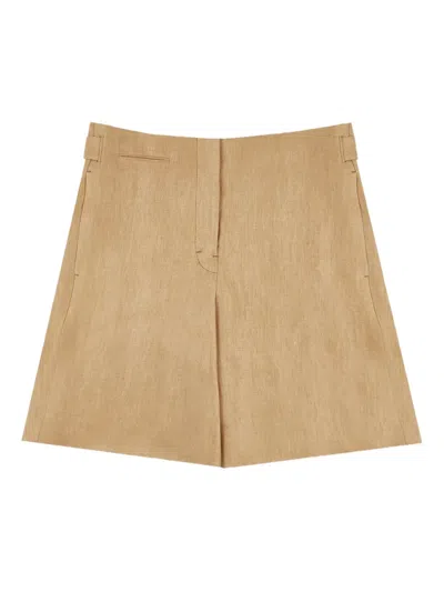 Incotex Concealed-fastening Linen Bermuda Shorts In Neutral