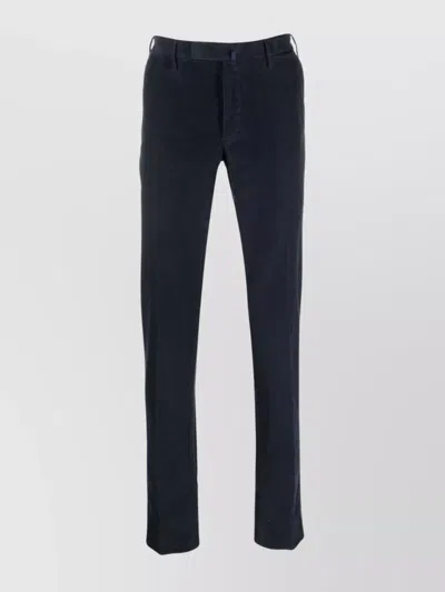 Incotex Corduroy Straight Leg Trousers Pockets In Black