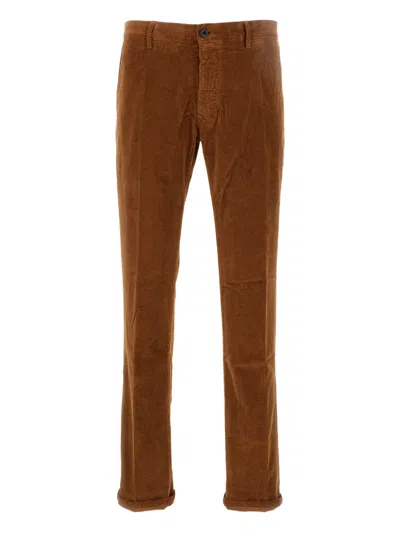 Incotex Tailored Corduroy Trousers With Button Closure In Brown