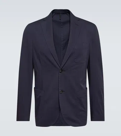 Incotex Cotton-blend Blazer In Blue Scuro