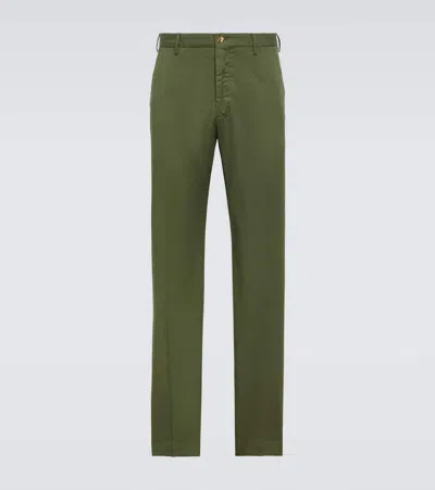 Incotex Cotton-blend Straight Pants In Green