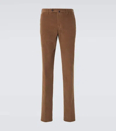 Incotex Cotton Corduroy Straight Pants In Brown