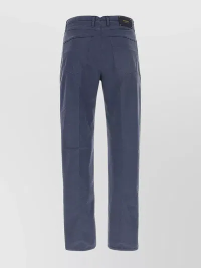 Incotex Cotton Pant With Back Pockets And Belt Loops In Blue