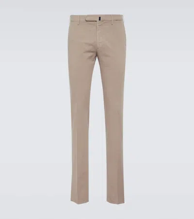 Incotex Cotton Slim Pants In Beige Scuro 
