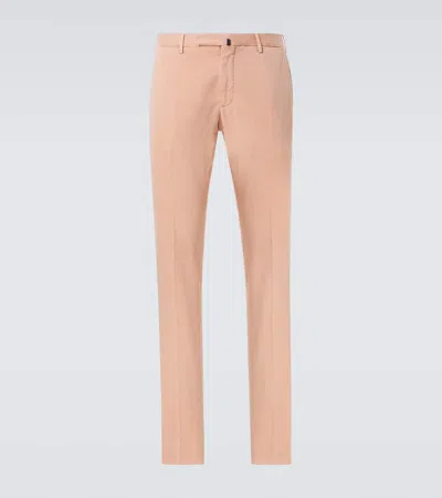 Incotex Cotton Slim Pants In Orange