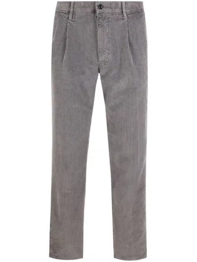 Incotex Cotton Tapered Trousers In Grey