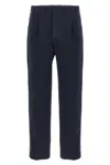 Incotex Cotton Trousers With Pleated Front And Pockets In Blue