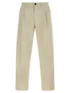 Incotex Pleated Front Cotton Trousers With Belt Loops In Neutral