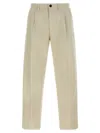 Incotex Pleated Front Cotton Trousers With Belt Loops In Neutral