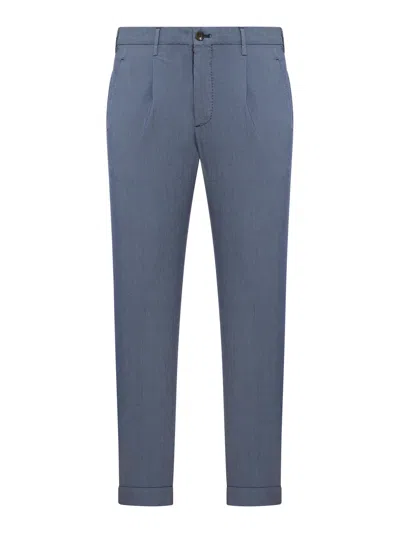 Incotex Cotton Trousers With Pleats In Blue