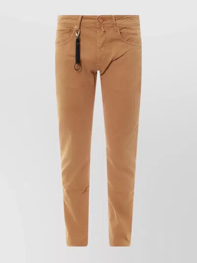 Incotex Cotton Trousers With Suede Logo Patch