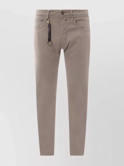 Incotex Cotton Trousers With Suede Logo Patch