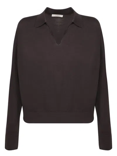 Incotex Crewneck Polo Sweater In Brown