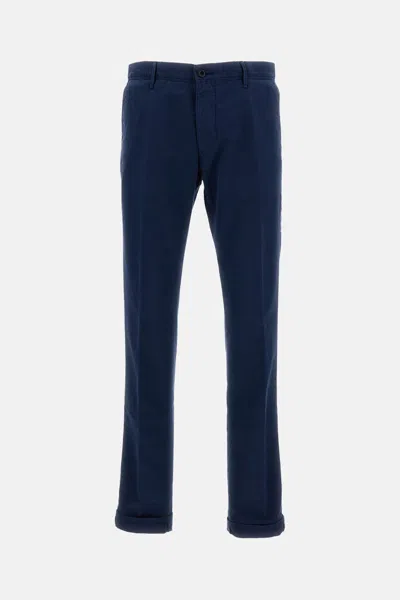 Incotex Cuffed Straight-leg Cotton Trousers With Tailored Finish In Blue