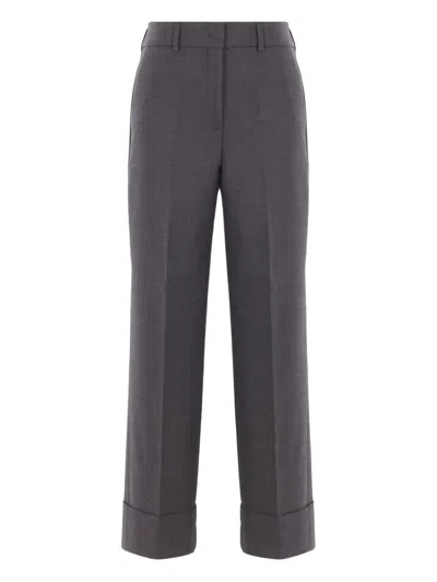 Incotex Cuffed Wool Trousers In Black