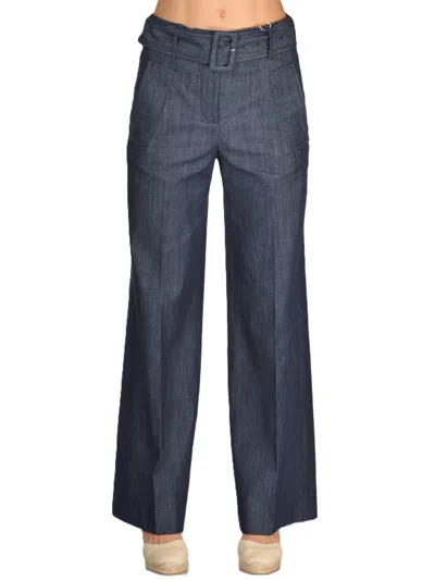 Incotex Dark Blue Wide-leg High-waist Trousers In Gray
