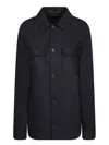Incotex Dark Blue Wool Flannel Overshirt In Black