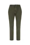 Incotex Stretch Cotton Trousers With Pockets And Loops In Verde