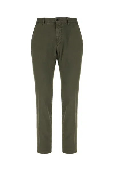 INCOTEX DARK GREEN STRETCH COTTON PANTS
