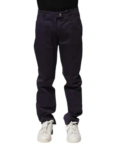Incotex Dark Purple Mid Waist Casual Straight Pants In Black