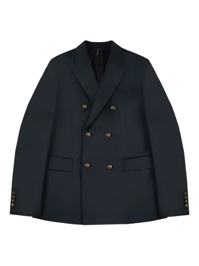 Incotex Double-breasted Cotton Blazer In Blue