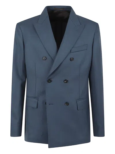 Incotex Double-breasted  Jacket In Blue