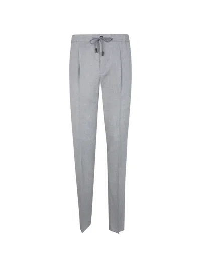 Incotex Drawstring Pleated Trousers In Gray