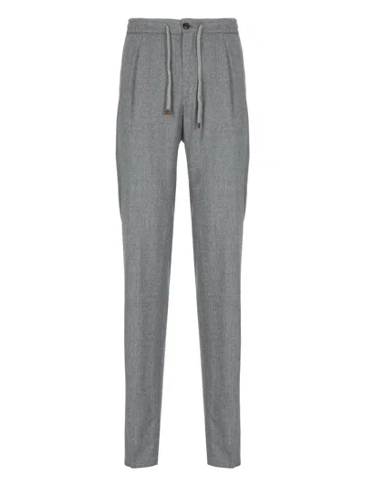 INCOTEX DRAWSTRING-WAIST PLEATED TROUSERS