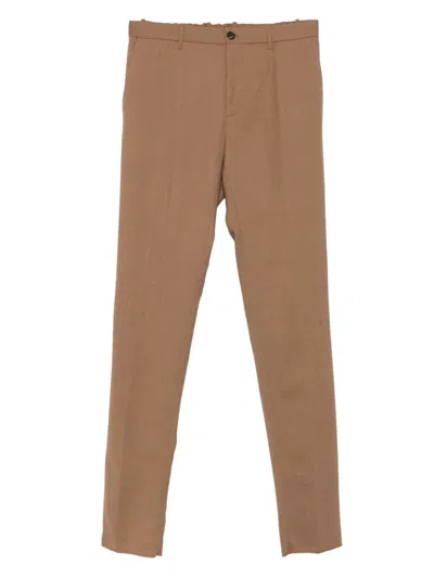 Incotex Elastic-waistband Trousers In Brown