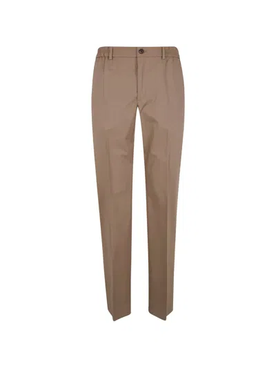 Incotex Chino Trousers Elastic Waist Buttoned Pockets In Brown