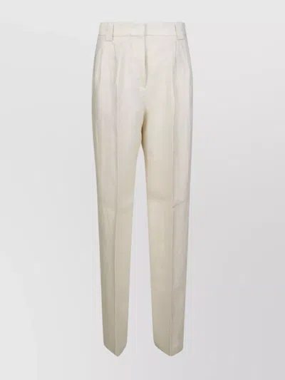 Incotex Elodie Linen Wide Leg Trousers In White