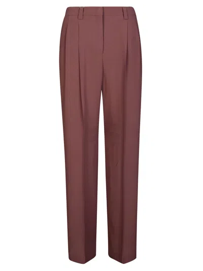 Incotex Elodie Wide-leg Crepe Chino Trousers In Brown